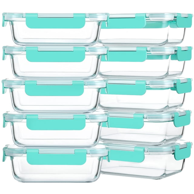 Recipientes de vidrio para preparación de comidas M MCIRCO 650 ml (paquete de 10), color verde
