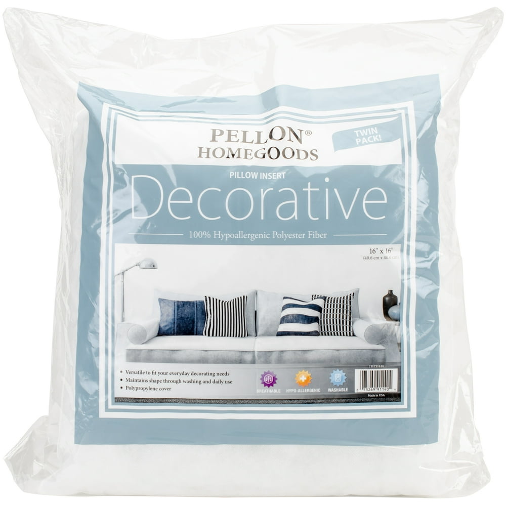 Pellon Homegoods Decorative 16" x 16" Throw Pillow Inserts (Pack of 2