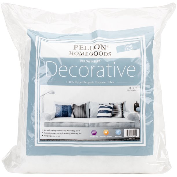 Pellon Homegoods Decorative 16" x 16" Throw Pillow Inserts (Pack of 2
