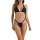 thumbnail image 1 of Conjuntos de bikini halter para mujer INSPIRE CHIC de 2 piezas con lazo doble en la parte trasera, bottoms triangulares, trajes de baño grandes en negro, 1 of 5