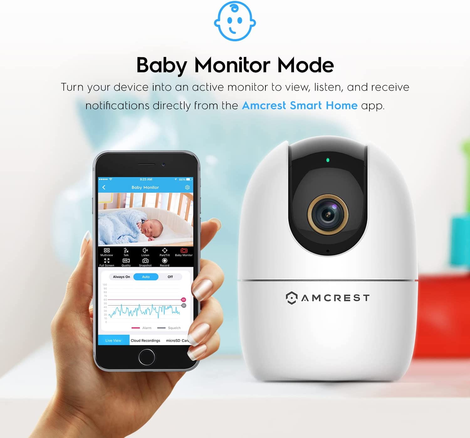 Amcrest 4MP WiFi Camera Indoor, Dog Camera, Sound & Baby Monitor, Human & Pet Detection, Motion-Tracking, w/ 2-Way Audio, Phone App, Pan/Tilt Wireless IP Camera, Night Vision, Smart Home ASH41-W