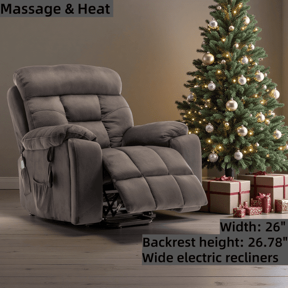 Power Lift Recliner Chair, 26" Extra Wide Electric Massage Recliner with Heat for Elderly, Large Comfortable Lift Chair for Living Room, Christmas Gift for Parents, Husband, Friends, Dark Brown