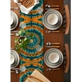 thumbnail image 5 of Teal Orange Burlap Cotton Table Runner 14x72 Inches Long, Ethnic Geometric Art Modern Abstract Farmhouse Table Runners, Outdoor Dining Tablecloths Decor for Baby Shower/Party/Wedding, 5 of 6