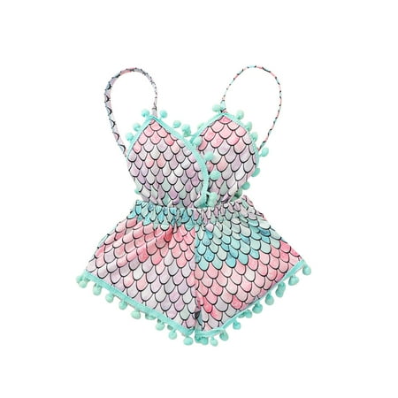 

DNDKILG Newborn Infant Toddler Baby Kids Floral Sleeveless Jumpsuit for Girl Summer Cotton Ruffle Clothes Romper Pink 0-3Y
