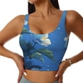 thumbnail image 1 of Fotbe Hibiscus Flowers Calm Water Sujetador Deportivo Largo sin Aros para Mujer con Almohadillas y Soporte Medio, Transpirable y Absorbente, Camiseta Tipo Chaleco o Tank Top-X-Large, 1 of 8
