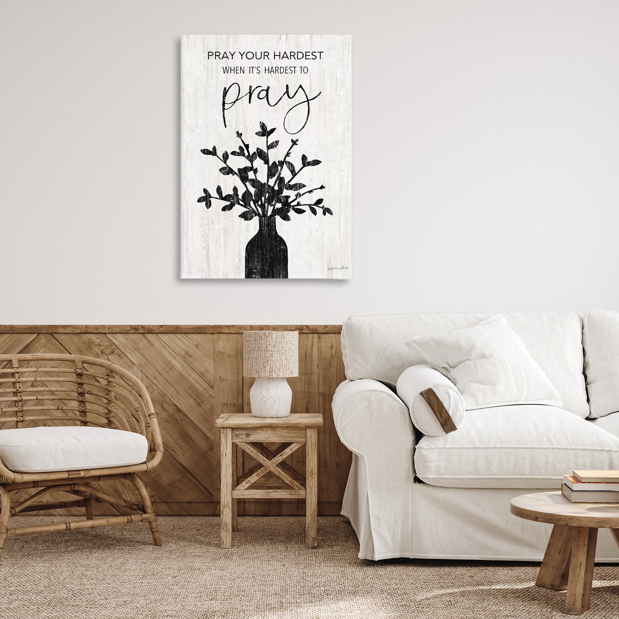 Stupell Industries Pray Your Hardest Religious Painting Gallery Wrapped Canvas Art Print Wall Art, 24 x 36