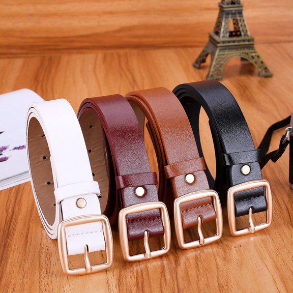 Lumistal Women's Leather Belt Leather Belt for Women Skinny Waistband Belt Casual Waist Belt with Gold Buckle Fashion Ladies Belt for Jeans Pants Dress coffee One Size