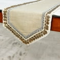 thumbnail image 2 of The HomeCentric Decorative Beige 8 Seater Table Runner (16 x 108 inch), Lace, Bead, Sequins, Burlap, Embroidered & Moroccan, Burlap fabric Table Linen, Bordered Pattern Contemporary Style - Marima, 2 of 5