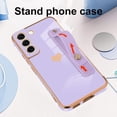 thumbnail image 5 of Designed for Samsung Galaxy S21 Plus 5G Case with Strap Stand Love Hearts Design for Women Girl, Plating with Wristband Kickstand Camera Lens Protection Bumper for Galaxy S21 Plus 5G-Purple, 5 of 12