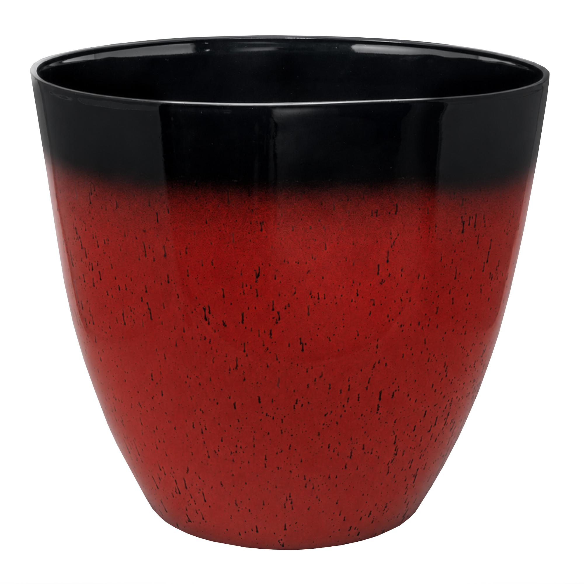 Garden Elements Silhouette Round Garden Planter, Red & Black, 15in