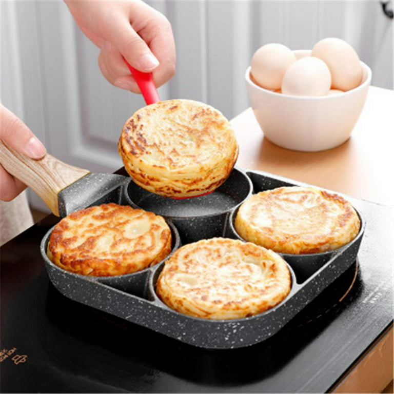 Mylifeunit Egg Frying Pan, 4-Cup Egg Pan Nonstick, Fried Egg Pan Skillet for Breakfast, Pancake, Hamburger, Sandwiches, Suitable for GAS Stove 