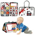 thumbnail image 3 of Baby Tummy Time Floor Mirror with Soft Cloth Books and Teethers Montessori Infant Sensory Development Cloth Book High Contrast Black and White Baby Toys for 0 to 3 Years old Toddlers, 3 of 8