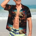 thumbnail image 7 of Pofeuu Artistic Flower Butterfly Skull Print Hawaiian Shirt for Men Sleeves Casual Button Down Summer Beach Dress Shirts T-Shirts,Medium, 7 of 7