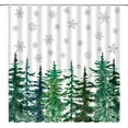 thumbnail image 3 of Christmas Shower Curtain Winter Forest Snow Snowflake Watercolor Tree Pine Merry Xmas Nature Spruce Rustic Fabric Bathroom Decor Curtains with Hooks,Green Gray White, 3 of 3