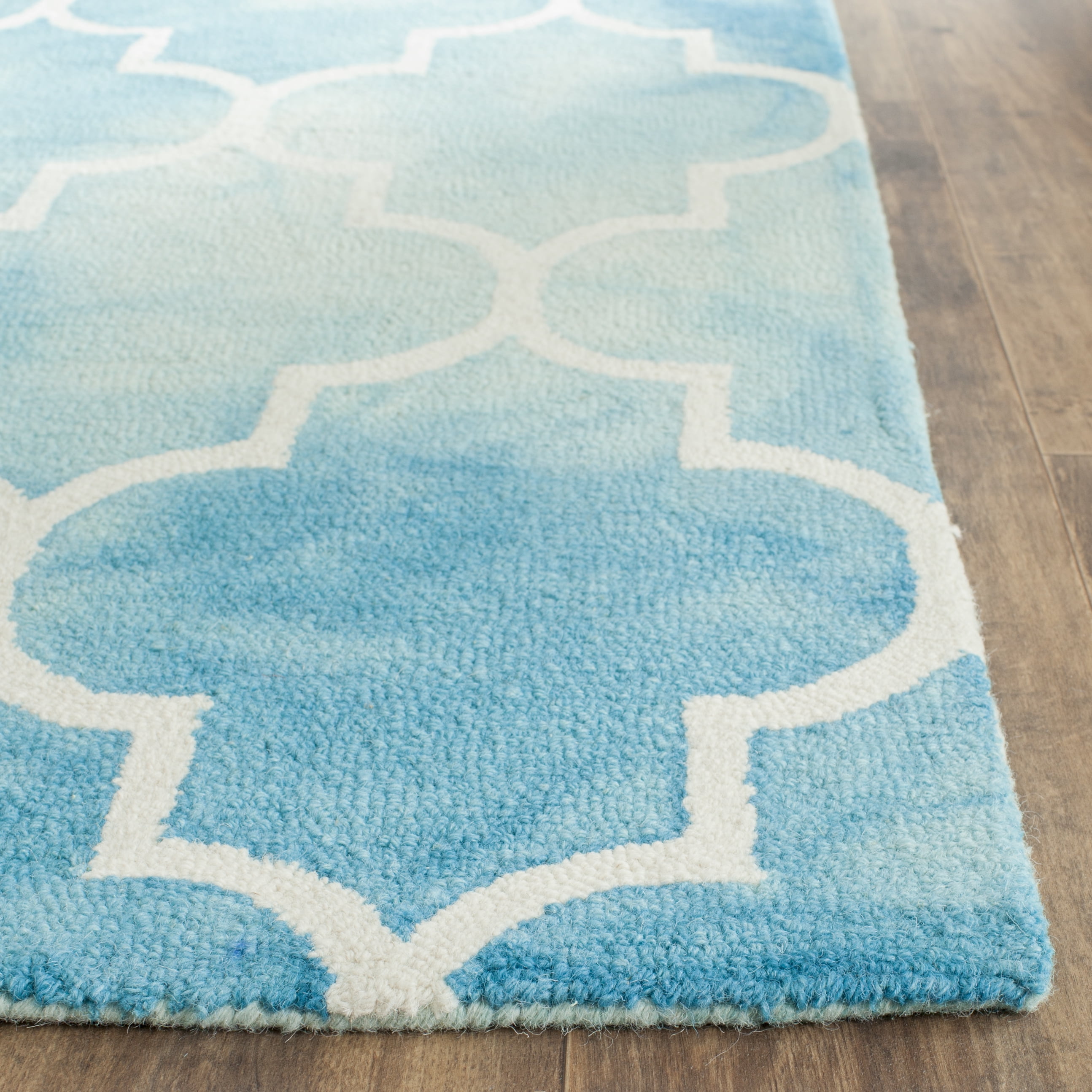 Safavieh Dip Dye Calanthe Geometric Wool Area Rug, Turquoise/Ivory, 6' x 9'