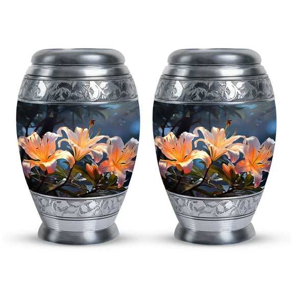 White Lilly - Urn For Cremation Ashes - Keepsake - 3 Inch - Pack Of 2 - Human Ash Urns - Urns For Human Ashes Adult Woman - Funeral Urns For Human Ashes Adult Box - Human Cremation Urns