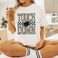thumbnail image 3 of Camo Touchdown Football Shirt for Men Women & Teens Game Day Checkered Tailgate Graphic Tee Ivory Shirt 2XL, 3 of 7