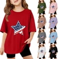 thumbnail image 2 of CCRFTGI 250 Anniversary USA Flag Tops for Kids Girls Size 10-12 Happy American Flag Stars Striped Summer Patriotic Tunic Blouses Independence Day Girls Fashion Tee Top Army Green 3-4 Years, 2 of 4
