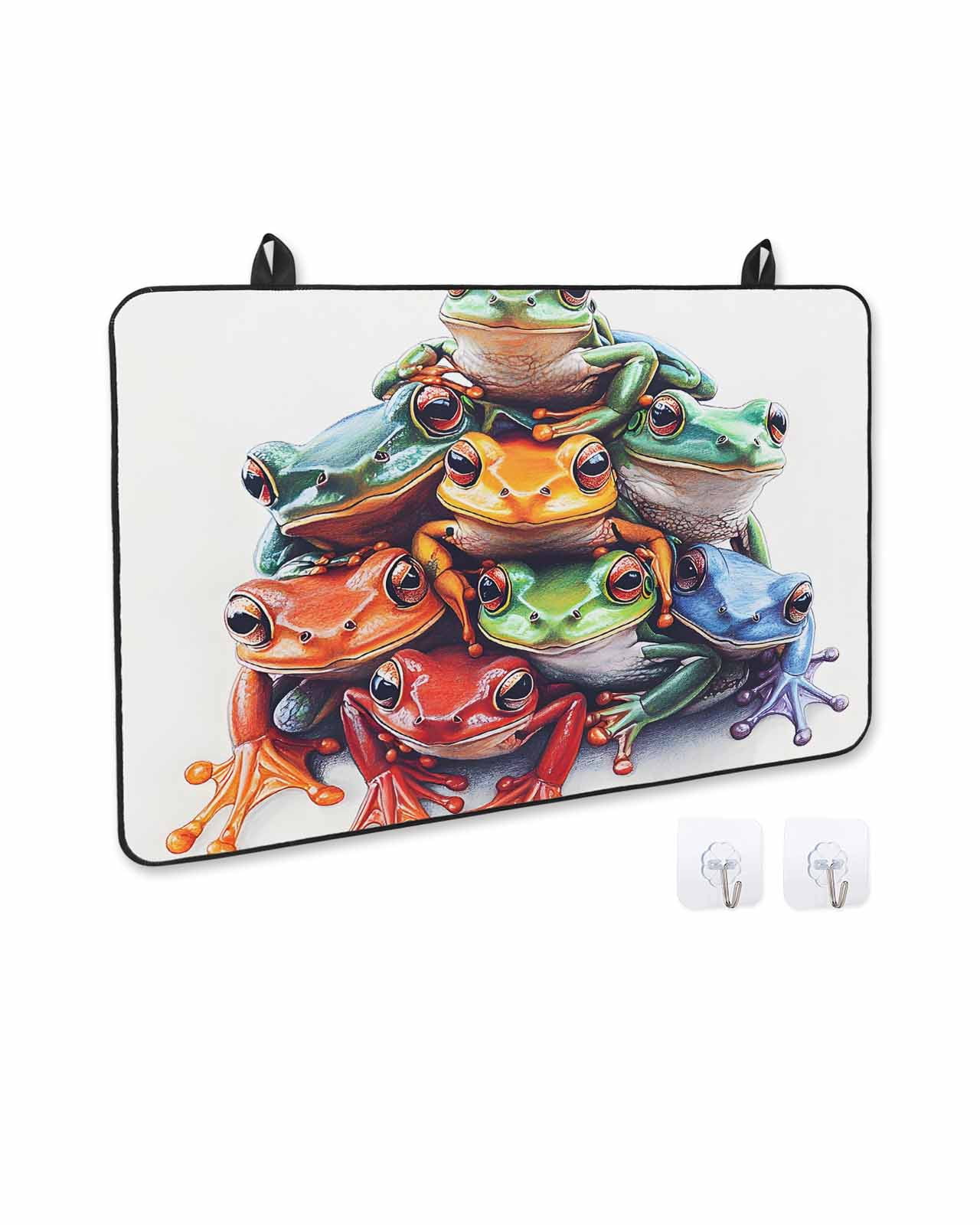 nqOlkjepod Large Induction Cooktop Protector Mat 36"x21", Frogs Prints Stove Top Covers for Electric Stove, Modern Colorful Animals Decorative Stove Burner Cover Mats, Glass Top Stove Cover