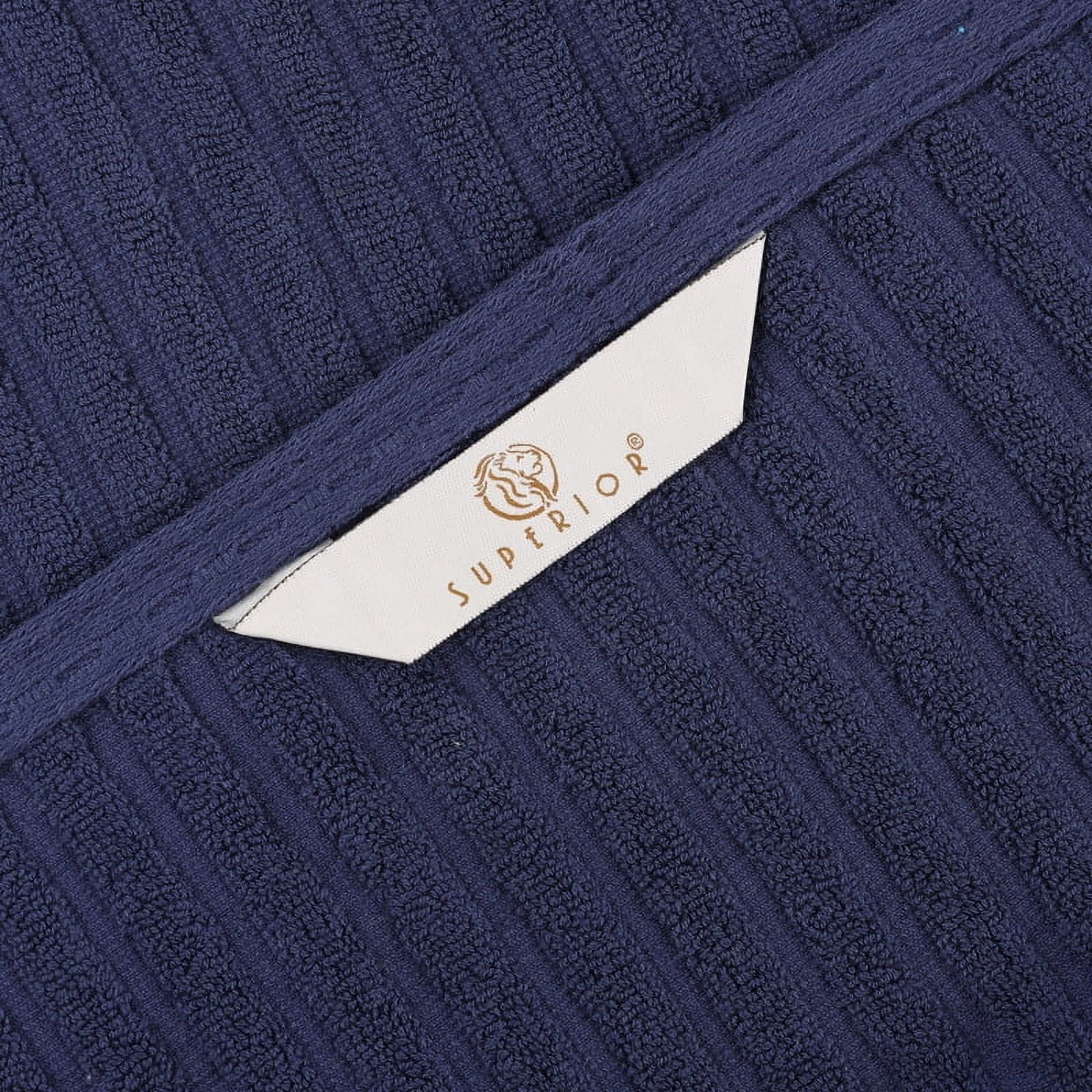 Superior Soho Ribbed Cotton Face Towel/Washcloth Set of 12, Navy Blue