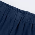 thumbnail image 4 of HKYNLAG Bermuda Shorts for Women Comfy Knee Length Cotton Linen Shorts Loose Drawstring Waisted Shorts Solid Color Beach Pants with Pockets Blue 2XL, 4 of 6