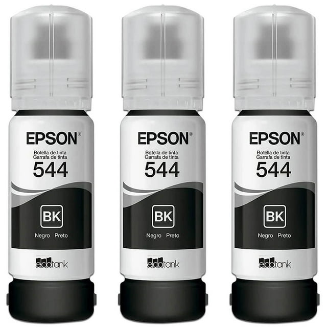 Kit de 3 Botellas de Tintas Epson 544, Color Negro