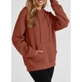 thumbnail image 7 of Eytino Womens Hoodies Oversized Hoodies Sweatshirts Waffle Knit V Neck Hoodie Pullover Casual Long Sleeve Hooded Tops with Pocket Orange S, 7 of 7