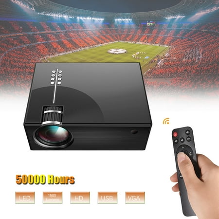 Portable LCD Projector Full HD LED Projector 1080P Supported 50000 Hours Lamps Life Support TV/ HD/ USB/ VGA/ AV/ Headphone/ SD Card Input for Home Theater
