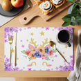 thumbnail image 2 of Purple Pink Floral Placemats Set of 12, Farmhouse Antlers Flowers Abstract Placemats for Dining Table, Place Mats for Kitchen Tabletop, Waterproof Wipeable Dining Table Mats Set, 2 of 9
