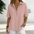 thumbnail image 5 of Polo Collar T Shirts for Women Half Sleeve Solid Color Single Shirts Loose Fit Casual Tops Red XXL, 5 of 6