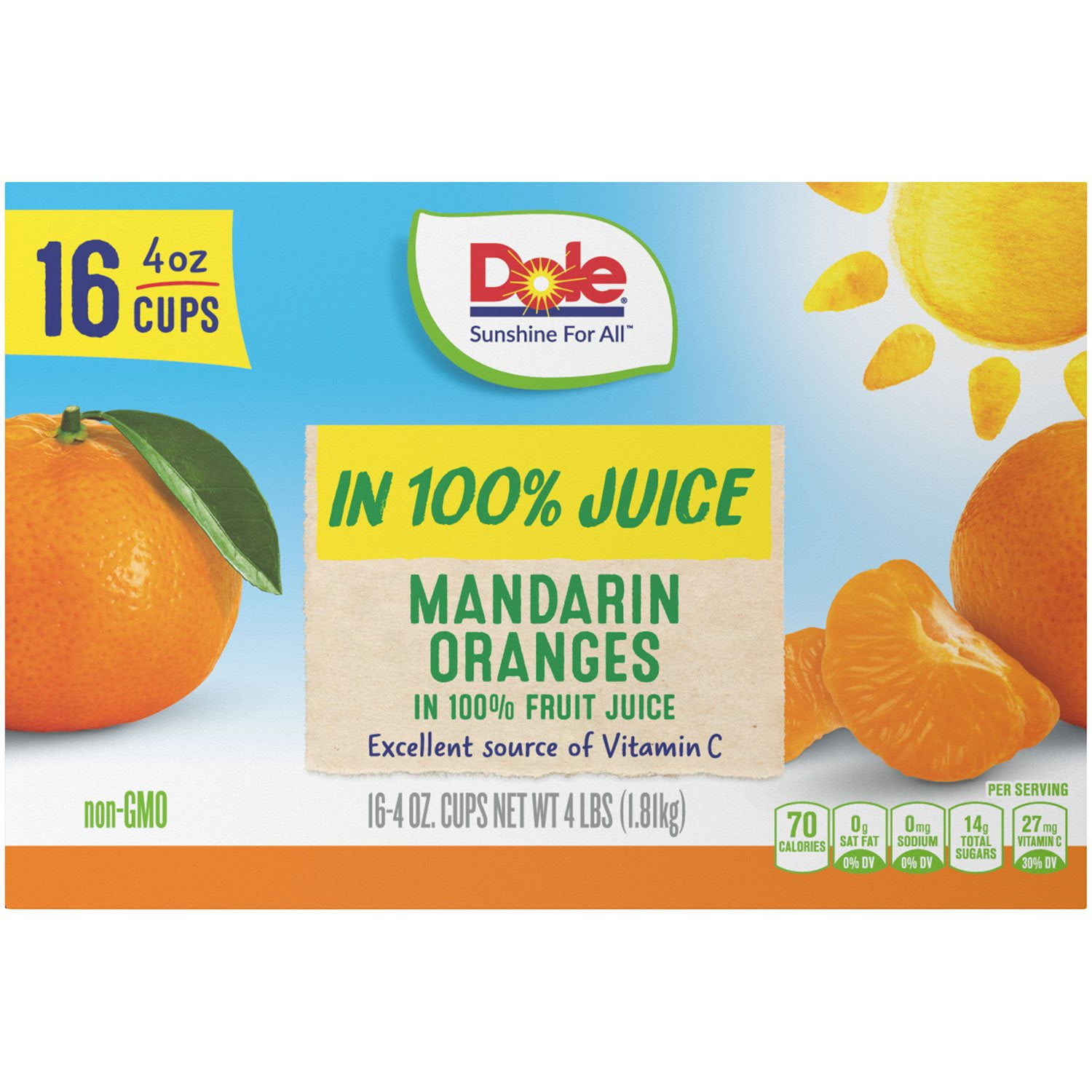 Dole Mandarin Oranges in 100% Fruit Juice, 16 pk