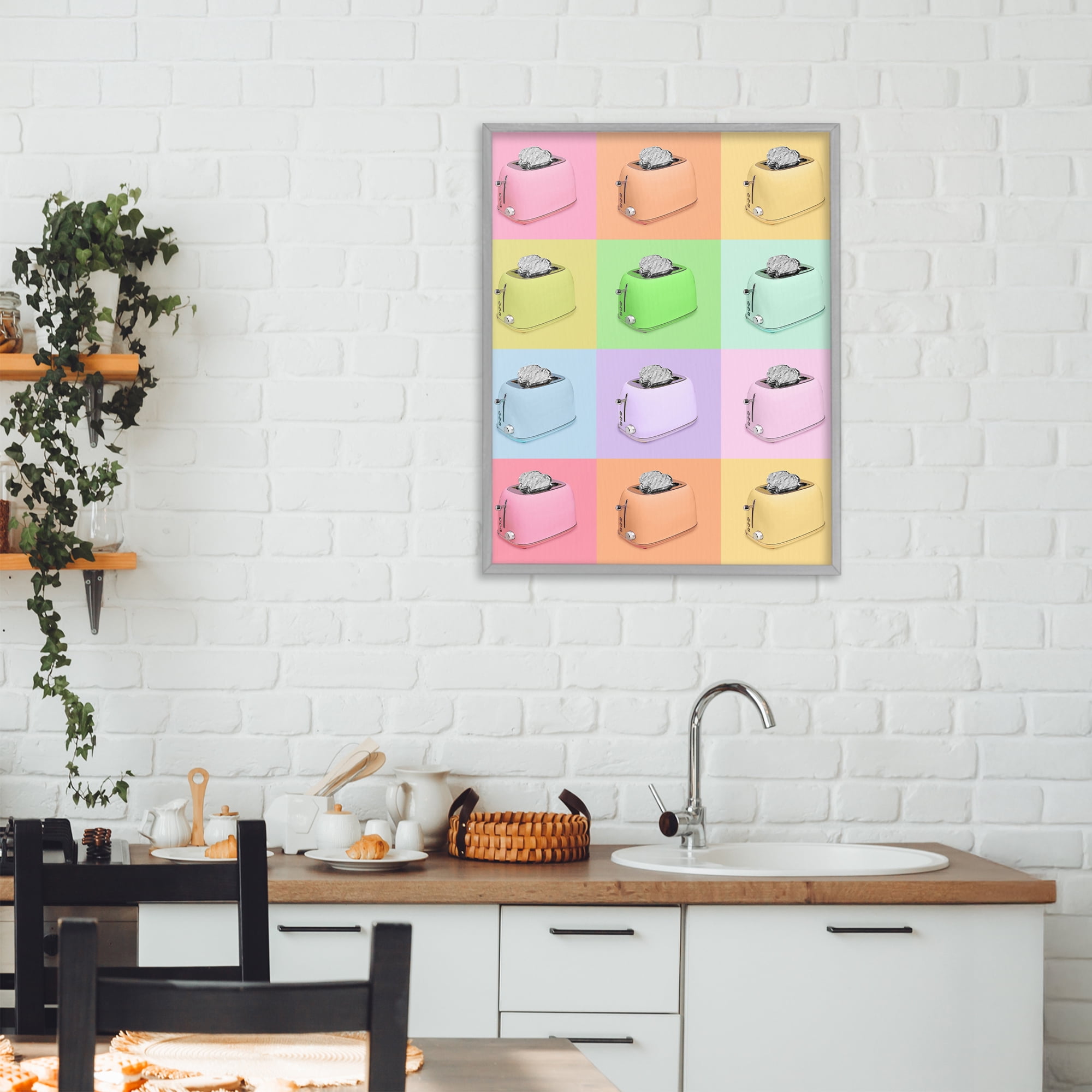 Stupell Industries Disco Toaster Oven Collage Gray Framed Giclee Art, design by LISH Creative