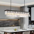 thumbnail image 2 of NOXARTE Rectangle Chandeliers for Dining Room, Modern Rectangular Crystal Chandelier Black 8 Lights Pendant Fixture for Kitchen Island Bar Living Room L47 Inch, 2 of 4