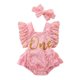 thumbnail image 1 of Gibobby Mamelucos para bebe niño Baby Girl Sling Alfabeto Patrón Pequeño Traje de rastreo de manga voladora y diadema 0 a 18 meses(Rosa, 0-6Meses), 1 of 5