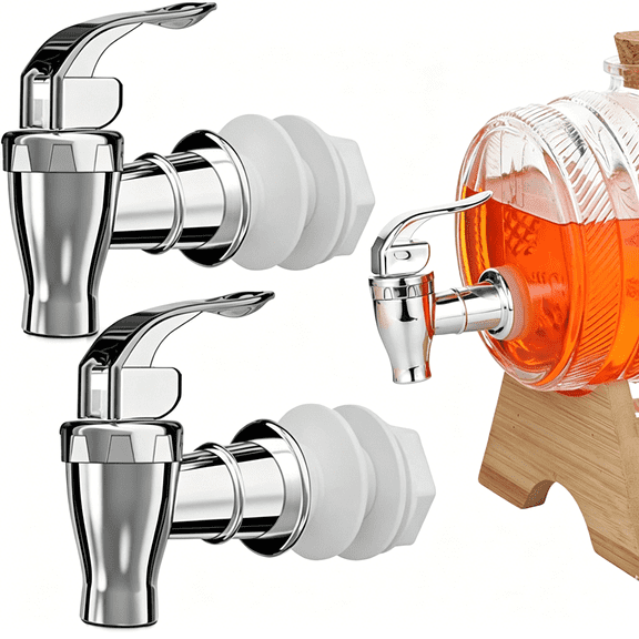 HIBIBUD Spigot for Beverage Dispenser,2 Pack Beverage Dispenser Replacement Beverage Faucets Silver Faucets for 2 Gallon, 3 Gallon and 5 Gallon Buckets (Silver)
