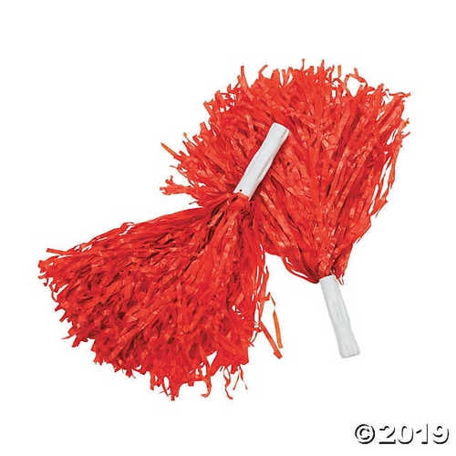 Red Cheerleading Pom Poms - 12 Pieces -