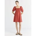 thumbnail image 2 of Free Assembly Women's Shirred Cotton Mini Dress with Puff Sleeves, Sizes XS-XXXL, 2 of 5
