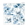 thumbnail image 7 of Lillian August Luxe Haven Watercolor Tossed Leaves Peel and Stick Wallpaper 20.5 in W x 18 ft. L - Blue Lagoon, 7 of 7