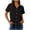 Black, variant on Women's Sun Protection Tops Breathable Soft Collared Short Sleeve Blouses Casual Button Down Solid Color Quick Dry Shirt with Zipper Chest Pocket L