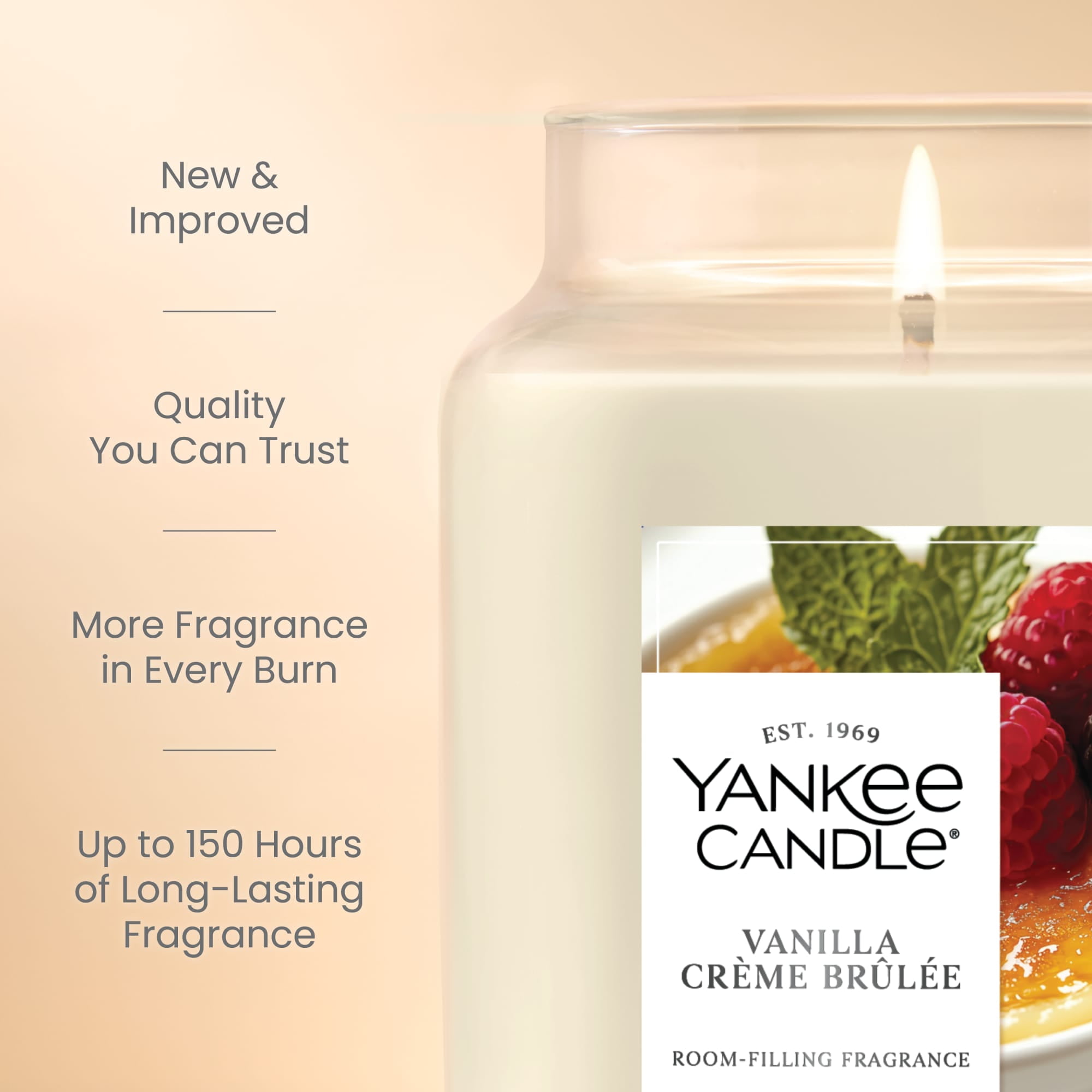 Yankee Candle Vanilla Crème Brûlée Original Large Jar Scented Candles, 22 oz
