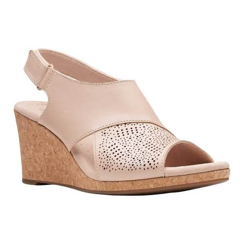 clarks nubuck leather perforated wedges