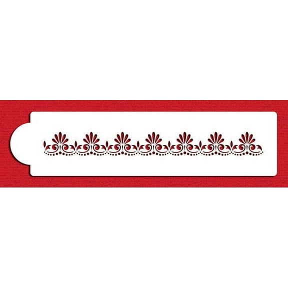 Designer Stencils C491 Fleur De Lis Cake Stencil Side 3, Beige/semi-transparent