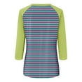 thumbnail image 5 of 3/4 Sleeve Tops for Women Raglan Contrast Crewneck Casual Shirts Three Quarter Length Loose Fit Summer Blouses Green S, 5 of 5