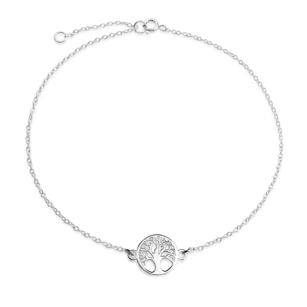 Black Cord Tree of Life Ankle Bracelet Adjustable Anklet Bead Silver Foot Charm