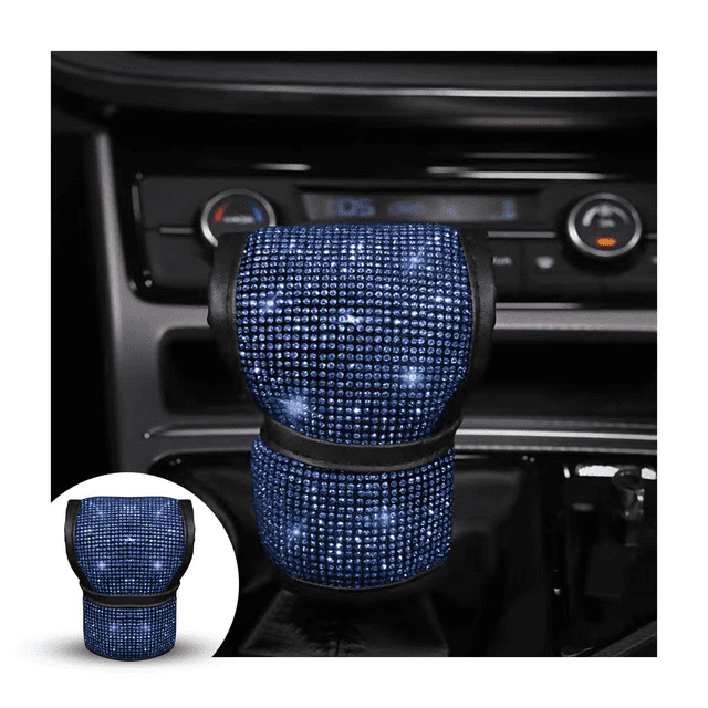 JP Bling Car Gear Shift Knob Cover with Rhinestones, Anti-Slip Comfortable Handbrake Cover, Diamond Set Shifter Cover for Women, Universal Fit Auto Interior Accessories for Van, Truck