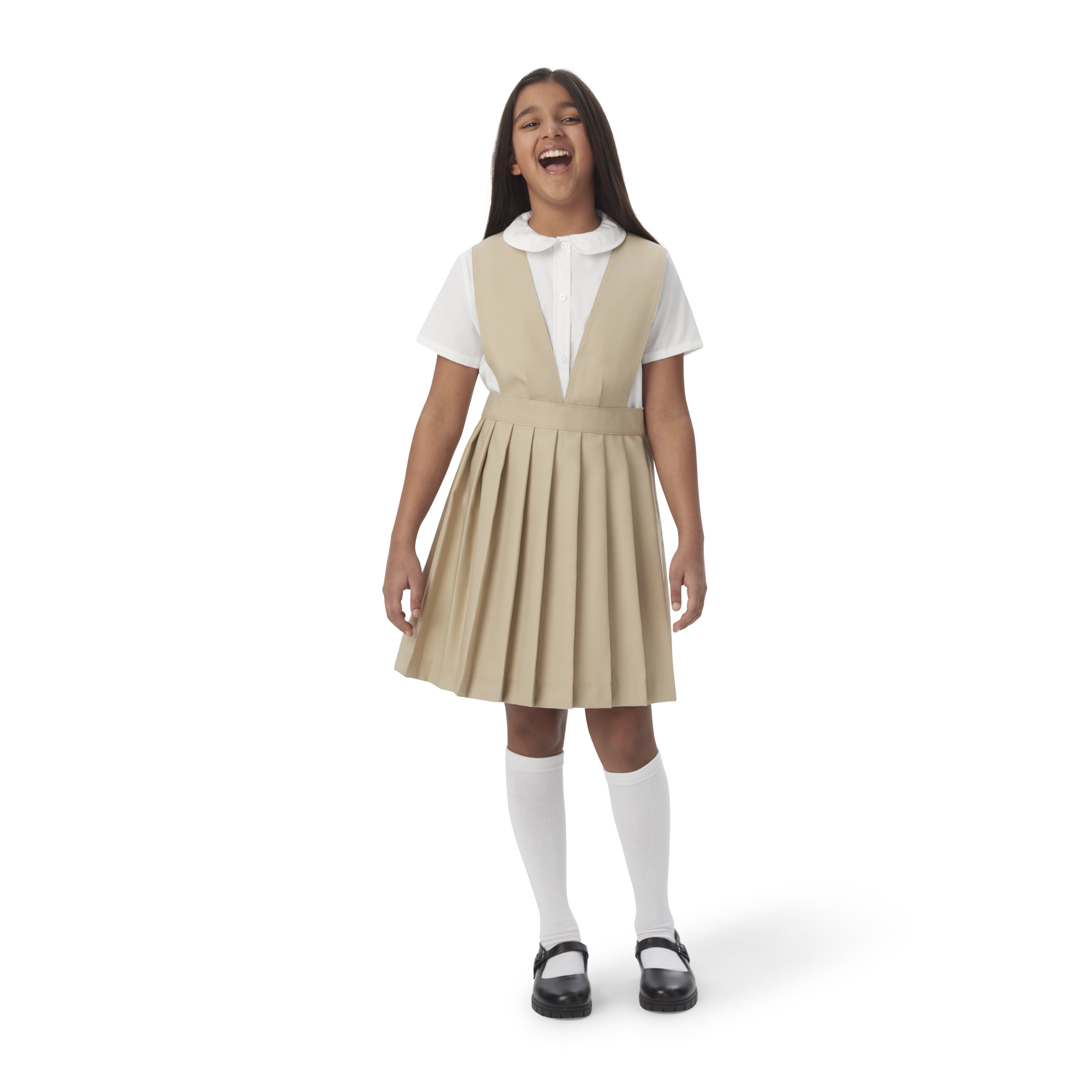 French Toast Girls School Uniform V-Neck Pleated Jumper, Sizes 4-20 & Plus