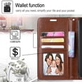 thumbnail image 4 of Starshop Leather Wallet Case with Tempered Glass Protector for Samsung Galaxy A15 5G, Brown, 4 of 5