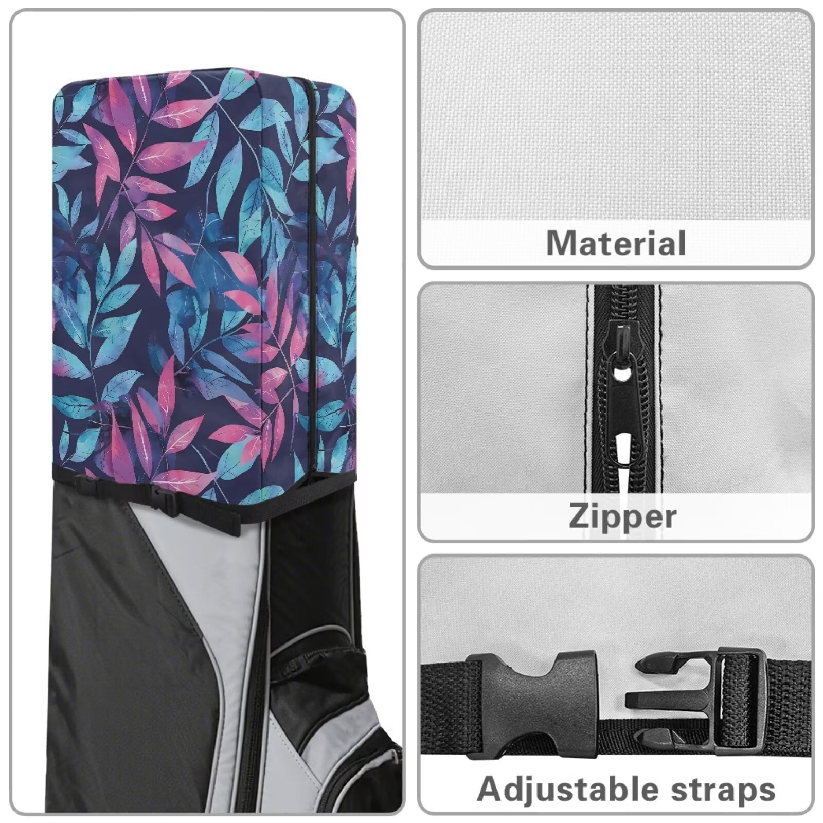 Chririnla Blue Leaves Golf Bag Dust Cover Waterproof & Dustproof Club Protection Universal Golf Club Bag Accessories Great Gift for Men Women Golfers