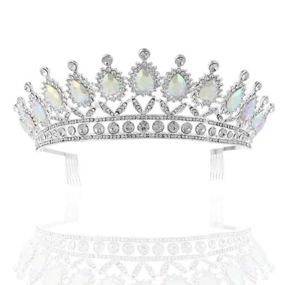 Bridal Crystal Tiara Princess Crown Chromatic Rhinestone Wedding Headpiece Prom Party Bridesmaid Hair Accessories for Women and Girls