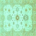thumbnail image 1 of Ahgly Company Machine Washable Indoor Square Oriental Turquoise Blue Traditional Area Rugs, 4' Square, 1 of 4